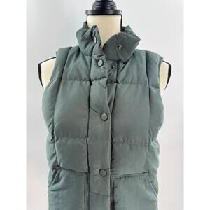 Columbia Womens Retro Green Puffer Vest Blanket Flannel Lined Down XS Cozy Warm